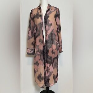 Suzy Shier Multicolor Sheer Duster Blouse Medium